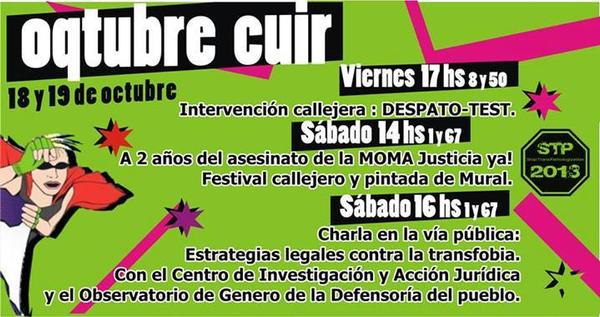 Volante de invitación a acciones "oqtubre cuir"